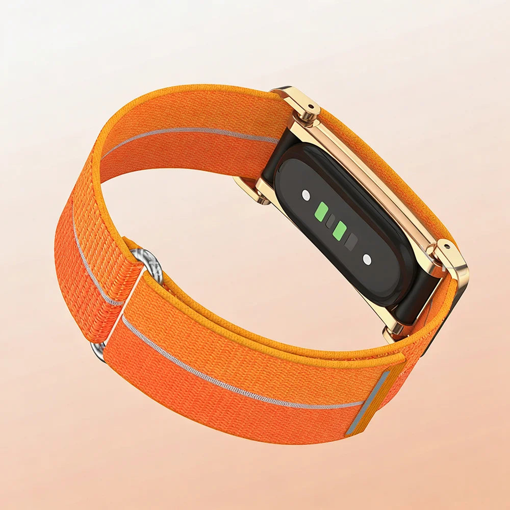 Metal Protective Case Nylon Strap For Google Fitbit Air Ultra-Slim Feather-Light Breathable Quick Release Replacement Wrist Band